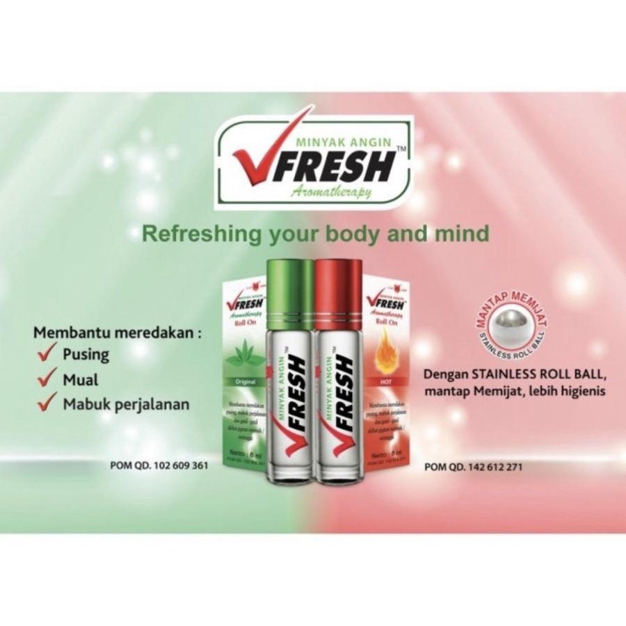 Vfresh Cap Lang Aromatherapy Roll-On - Hot Herbal Oil for Headache Dizziness & Travel Relief 10ml Stainless Roll Ball