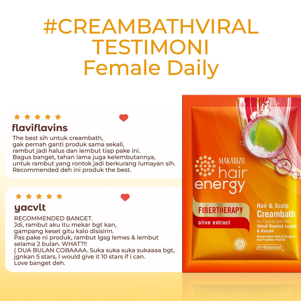 PAKET ISI 12 - Makarizo Hair Energy Fibertherapy Hair & Scalp Creambath Olive 30 mL