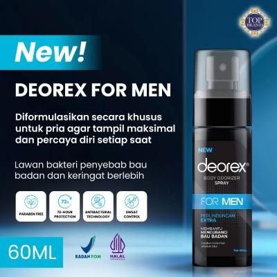 Deorex Body Odorizer Spray for Men – 60ml | Long-Lasting Odor Neutralizer for Active Lifestyles | Fragrance-Free & Non-Sticky Formula