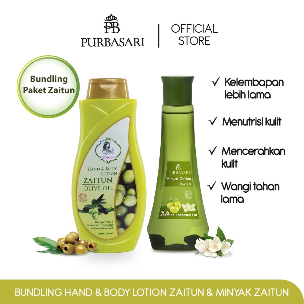 Bundling Purbasari Hand & Body Lotion Zaitun + Minyak Zaitun