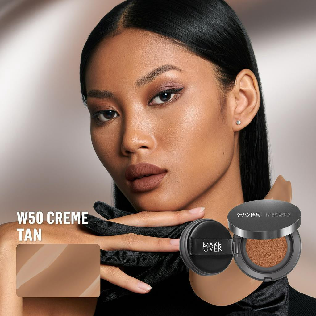 MAKE OVER Hydrastay Lite Glow Cushion 15 g - Cushion atau Foundation Compact untuk Dry Skin atau Kulit Kering BEST SELLER High Coverage Concealer Foundation Make Up Makeup