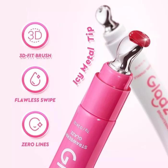 Glad2Glow BRIGHTENING LIP SERUM 7g 3in1 - Brightens Moisturizes Adds Color 24 Hour Hydration Nutrition Strawberry Flavor