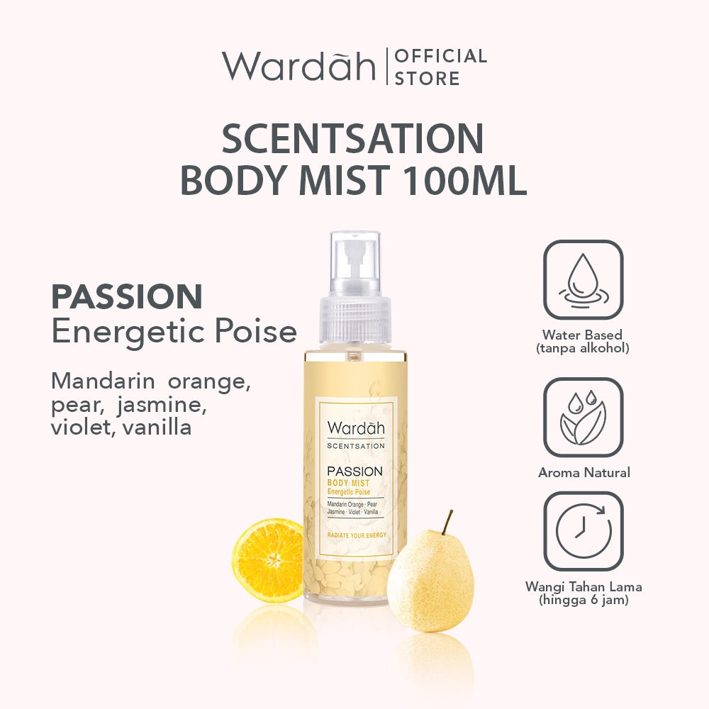 Wardah Scentsation Body Mist 100 ml - Parfum Wanita Wangi Tahan Lama Hingga 5 Jam - Mudah Dibawa - Cocok Digunakan Untuk Aktivitas Sehari-hari