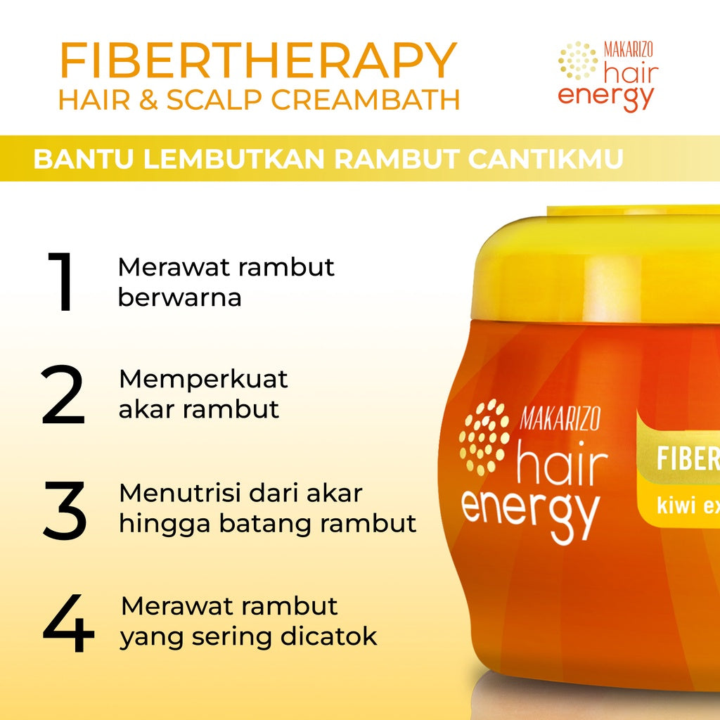 PAKET ISI 2 - Makarizo Hair Energy Fibertherapy Hair & Scalp Creambath Kiwi 500 mL