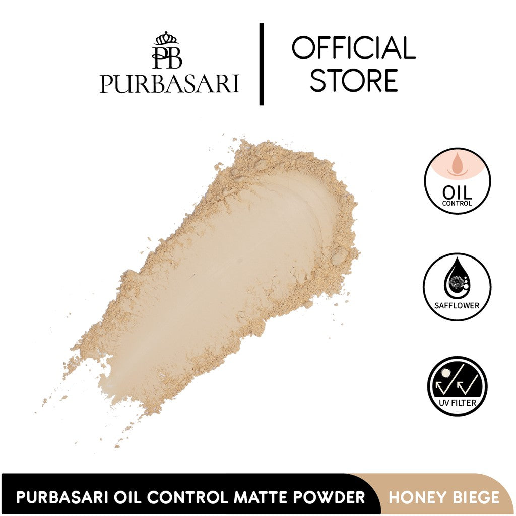 Purbasari Oil Control Matte Powder Honey Beige / Matte Compact Powder / Bedak Matte tahan lama / Bedak Padat