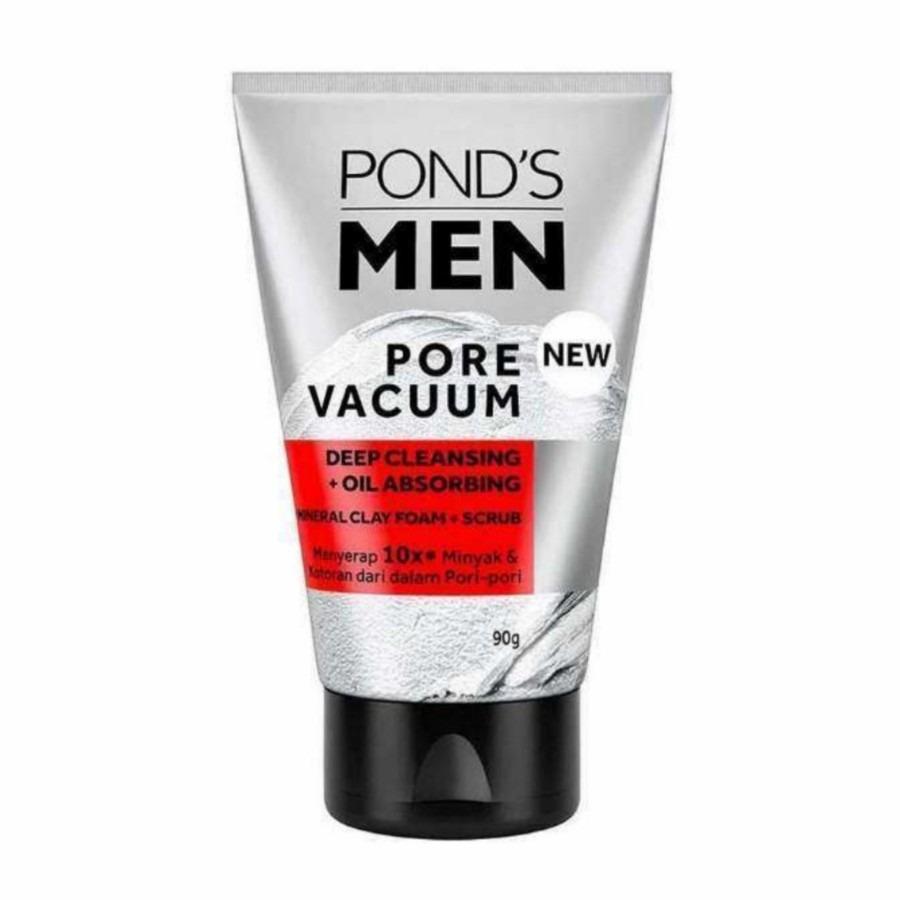 POND'S Men's Pore Vacuum Facial Foam & Scrub 90g - Deep Cleansing Oil Control & Pore Vacuum Effect with Activated Charcoal