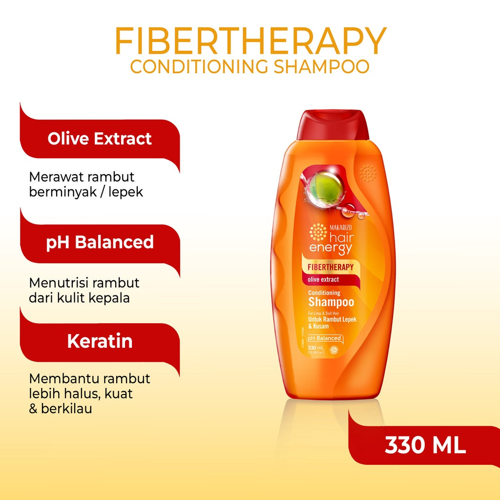 PAKET ISI 3 - Makarizo Hair Energy Fibertheraphy Conditioning Shampoo Olive 330 mL