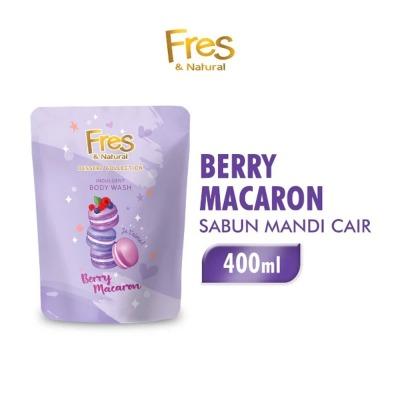 Fres & Natural Dessert Collection Body Wash – Berry Macaron Refill 400ml | Sweet & Fruity Scented Shower Gel for Smooth, Fresh, and Fragrant Skin | Indulge in Dessert-Like Body Care