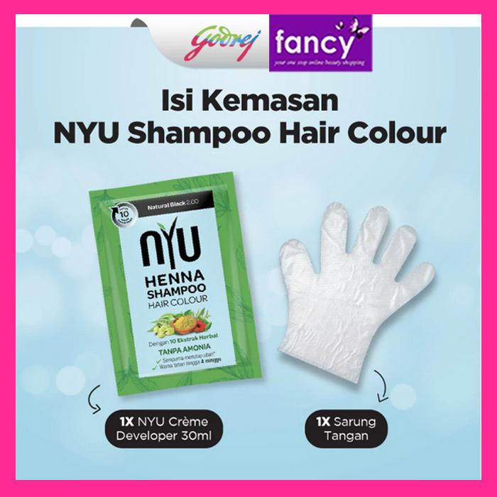 NYU Henna Shampoo Hair Colour 2.00 Natural Black / 4.00 Natural Brown | Sampo Pewarna Rambut