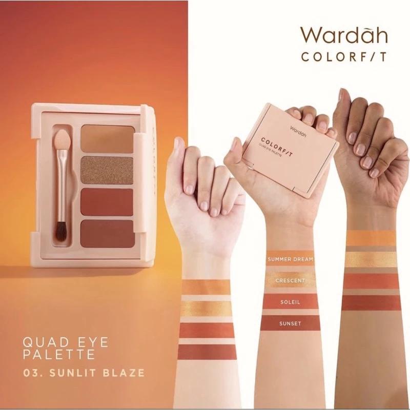 Wardah Colorfit Quad Eye Shadow Palette - Sunlit Blaze, Rose Aurora & Brunette Dawn