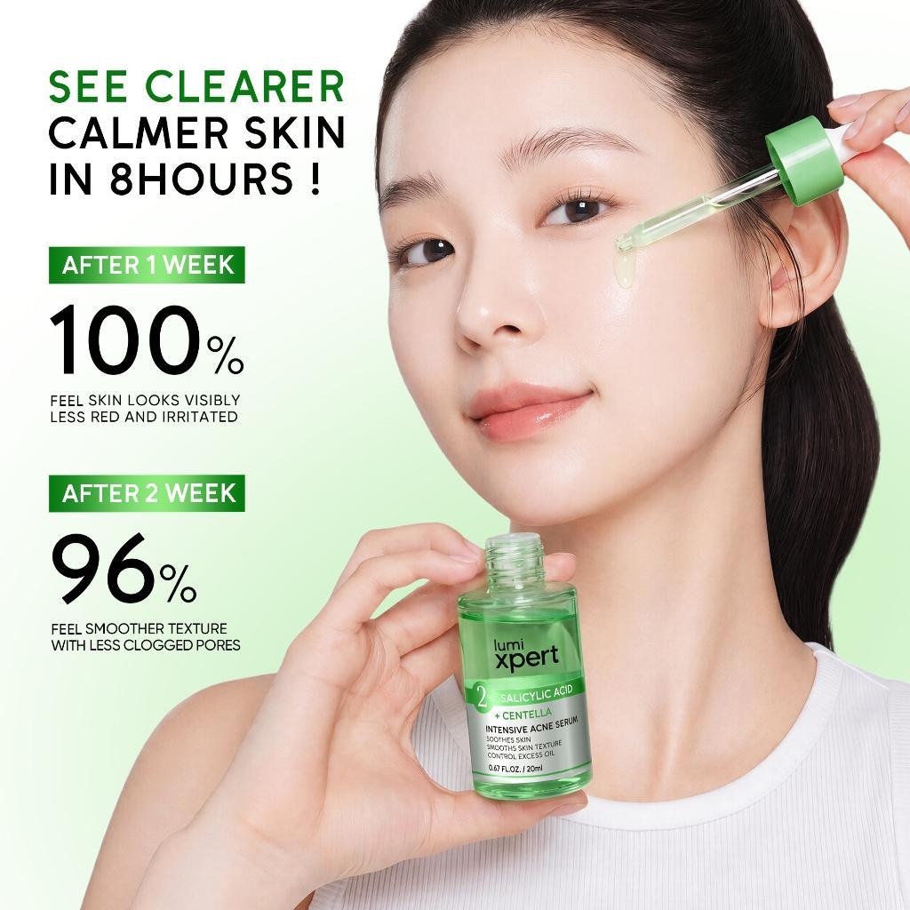 Lumixpert 2% Salicylic Acid Centella Intensive Acne Serum 20ml Mengurangi jerawat dan noda bekas jerawat Menenangkan kulit yang teriritasi