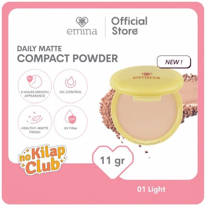 Emina Daily Matte x MUZIK TIGER COMPACT POWDER [Bedak Padat] 11gr No Kilap Club
