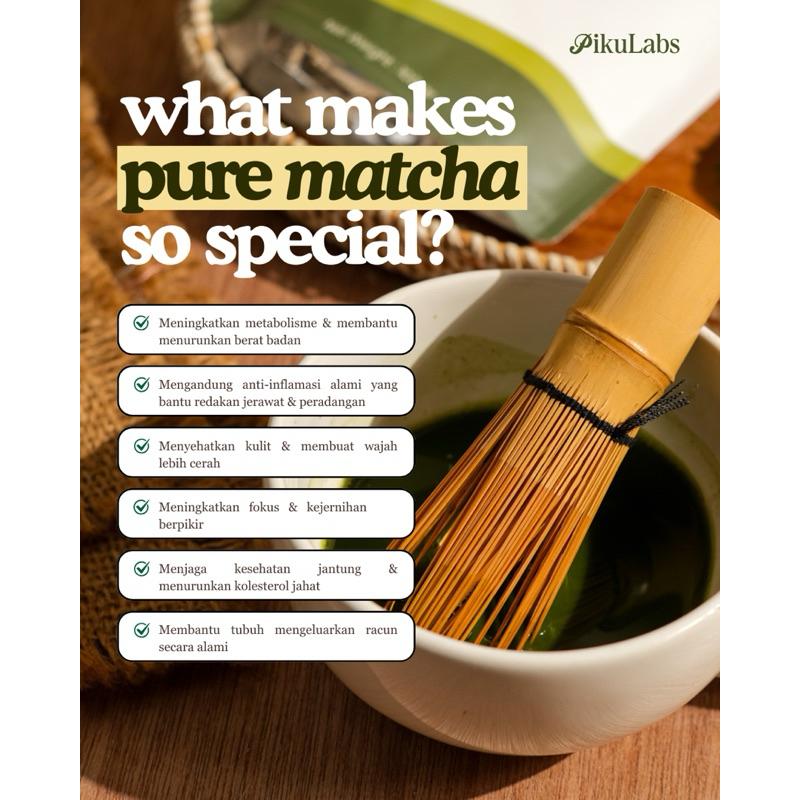OFFICIAL STORE - PikuLabs Pure Matcha Powder 100gr | 100% Pure, No Additives