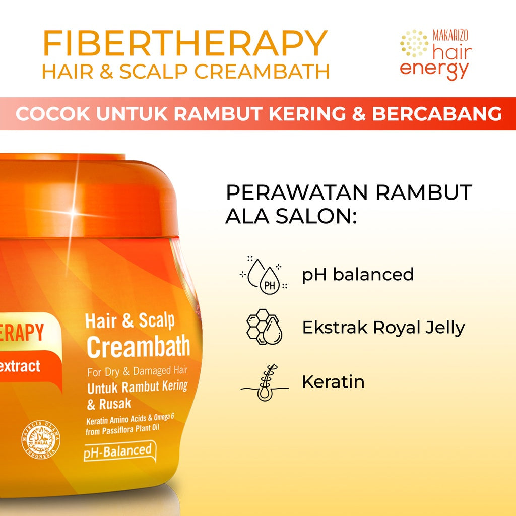 PAKET ISI 2 - Makarizo Hair Energy Fibertherapy Hair & Scalp Creambath Royal Jelly 500 mL