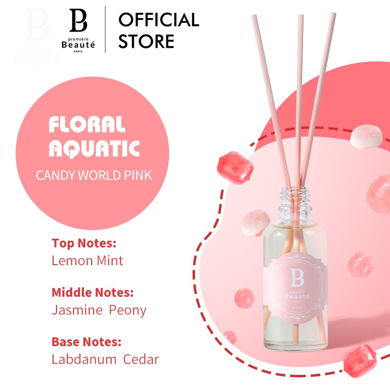 PREMIERE BEAUTE Aromatic Rattan candy world Reed Diffuser oil Aromatherapy Replenisher Pewangi BPOM