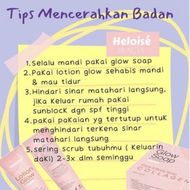 Lotion glow by heloise beauty (lotion pemutih / bekas luka / jerawat punggung) BPOM