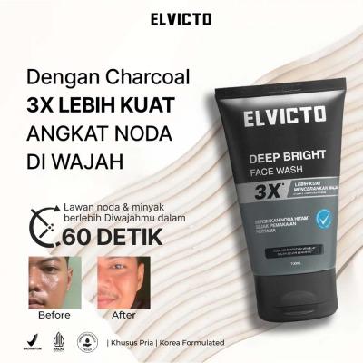 Elvicto Deep Bright Men’s Facial Cleanser 100ml | Brightening Face Wash for Dull Skin – Deep Cleansing + Oil Control