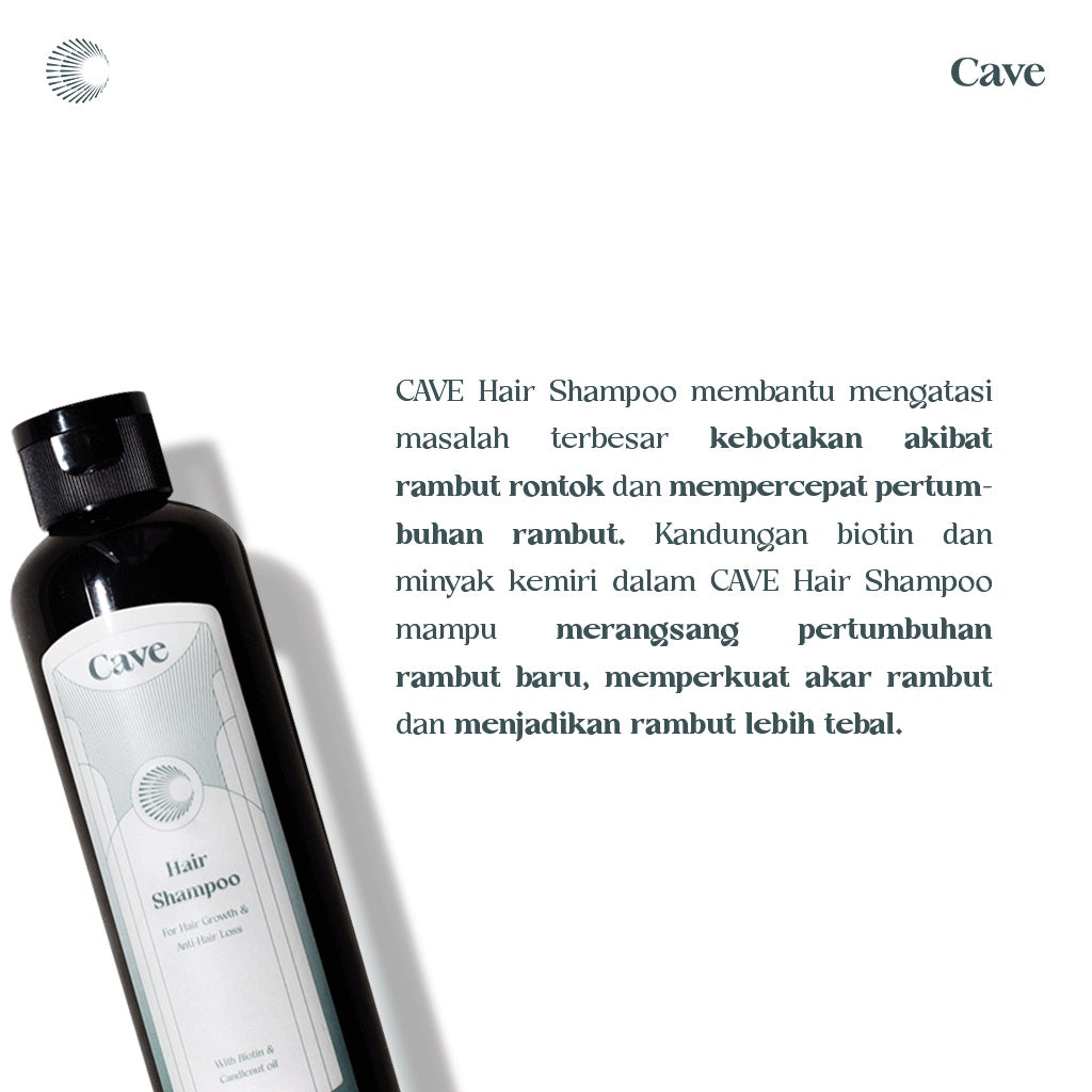 CAVE Hair Care + Beard Care -  Paket Penumbuh Pemanjang Pelebat Rambut Jambang Kumis Jenggot Brewok Pria Mengurangi Rontok & Kebotakan