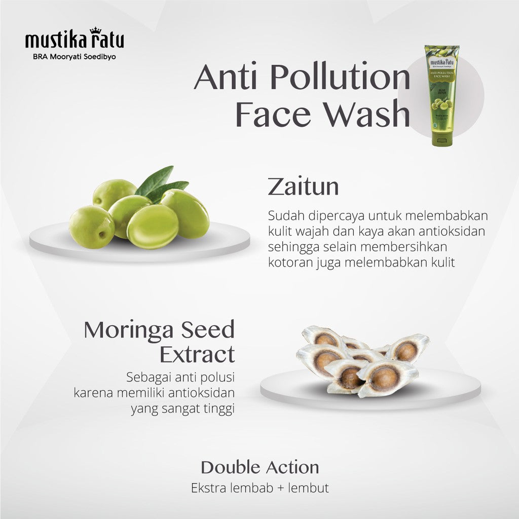 Mustika Ratu Anti Pollution Zaitun Face Wash 100gr sabun cuci muka natural