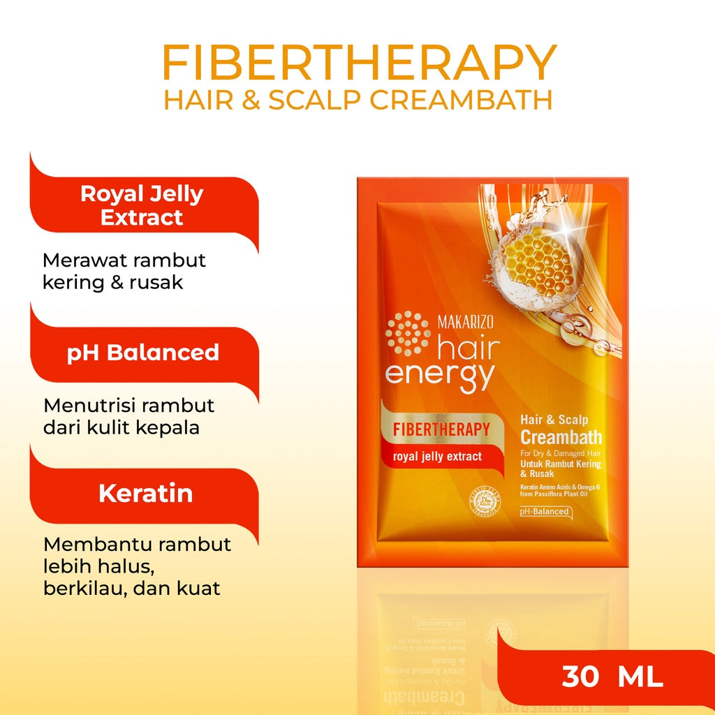 PAKET ISI 12 - Makarizo Hair Energy Fibertherapy Hair & Scalp Creambath Royal Jelly 30 gr