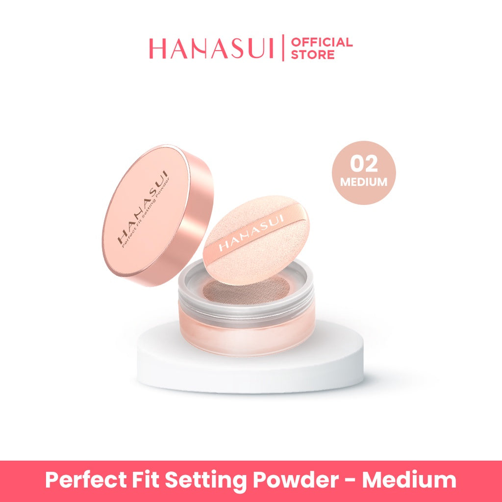Hanasui Perfect Fit Setting Powder - Bedak Tabur Halus Ringan Natural Coverage Menyerap Minyak Berlebih Mengandung Vitamin E Anti Polusi