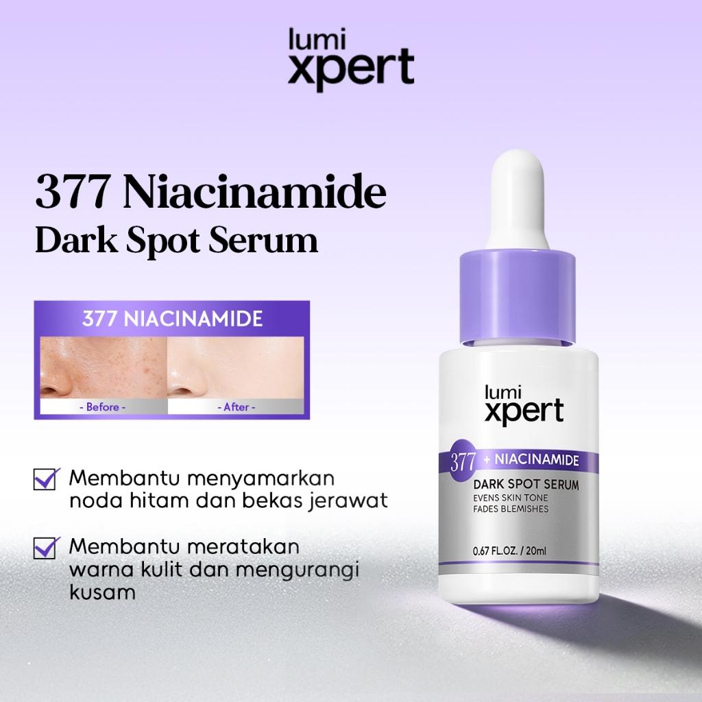Lumixpert 377 Nicianamide Dark Spot Serum 20ml Menyamarkan noda hitam dan bekas jerawat Meratakan warna kulit dan mengurangi kusam