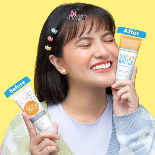 EMINA Sun Battle Bright Glow SPF 35 PA+++ | Sunscreen Serum Cerah & Ringan | Serba Ada