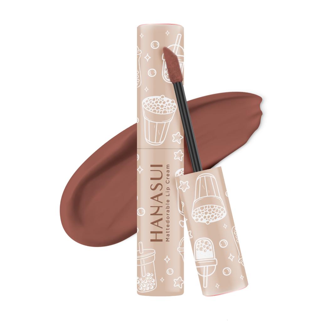 Hanasui Mattedorable Lip Cream Matte - Matcha Latte & Boba Series Halal Certified Lip Gloss