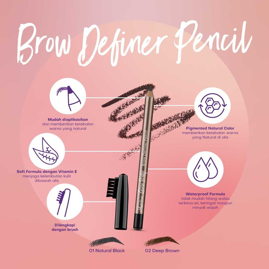 Marina Glow Ready Brow Definer Pencil (Pensil Alis) - Exp : 12.2026