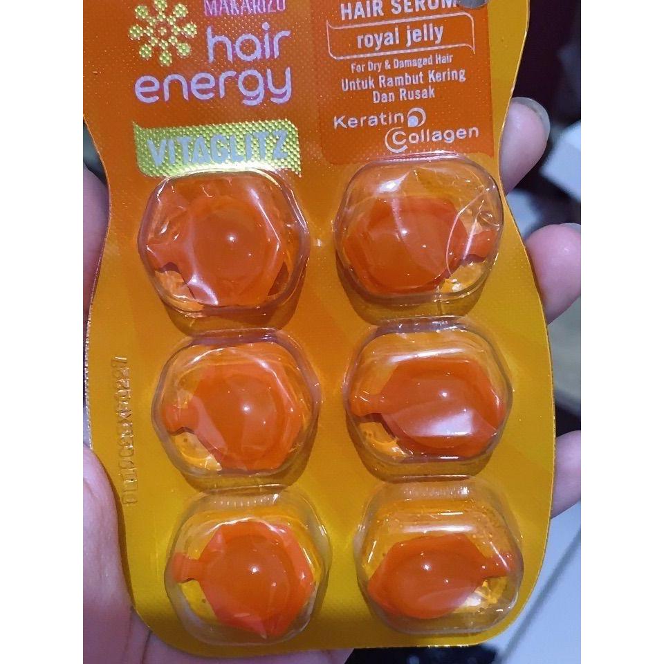 MAKARIZO Hair Energy Vitaglitz Serum 6x1ml – Keratin Boost with Aloe Melon & Royal Jelly for Silky, Revived Hair