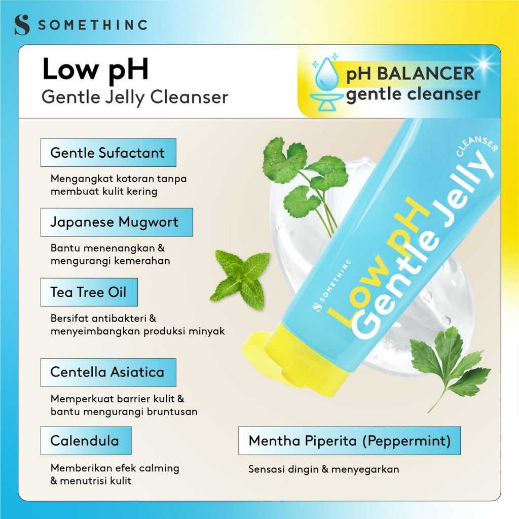 SOMETHINC Low pH Gentle Jelly Cleanser - Sabun Cuci Muka Semua Jenis Kulit, Pembersih Kotoran, Facial Wash Gentle, Kulit Tidak Ketarik, All Skin Type, Low PH sensitive Repair Skin Barrier