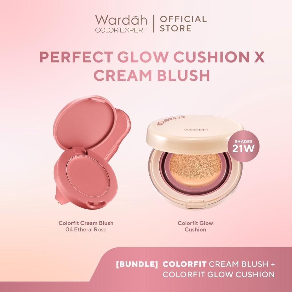WARDAH Make Up Set – Colorfit Perfect Glow Cushion + Cream Blush for Radiant Skin & Natural Flushed Cheeks