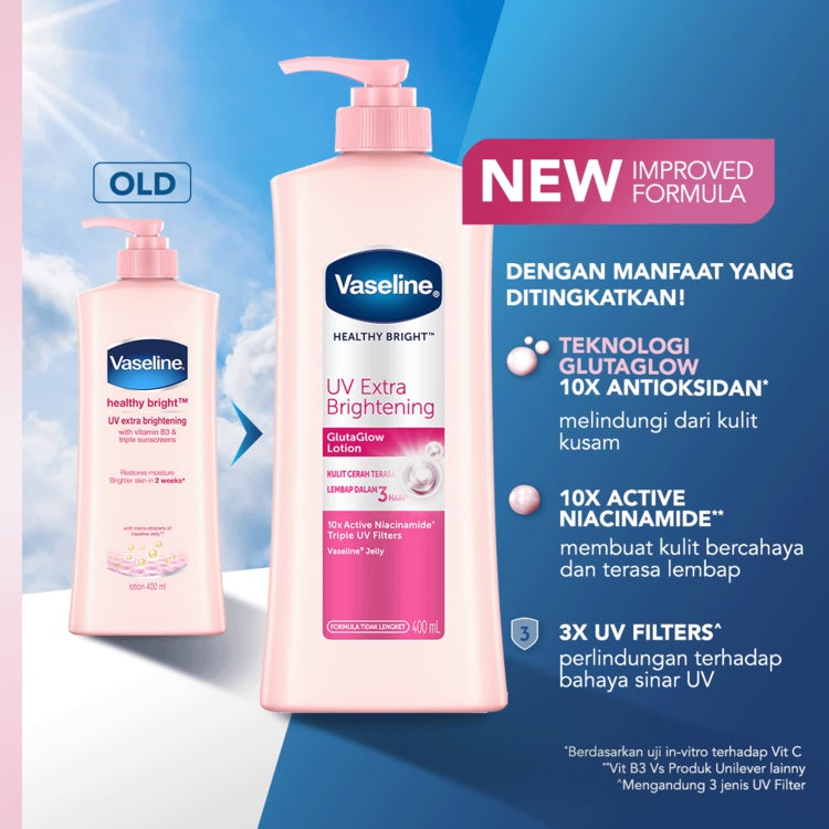 Vaseline Healthy Bright BODY LOTION UV Extra Bright with Sunscreens&Niacinamide 200ML x2