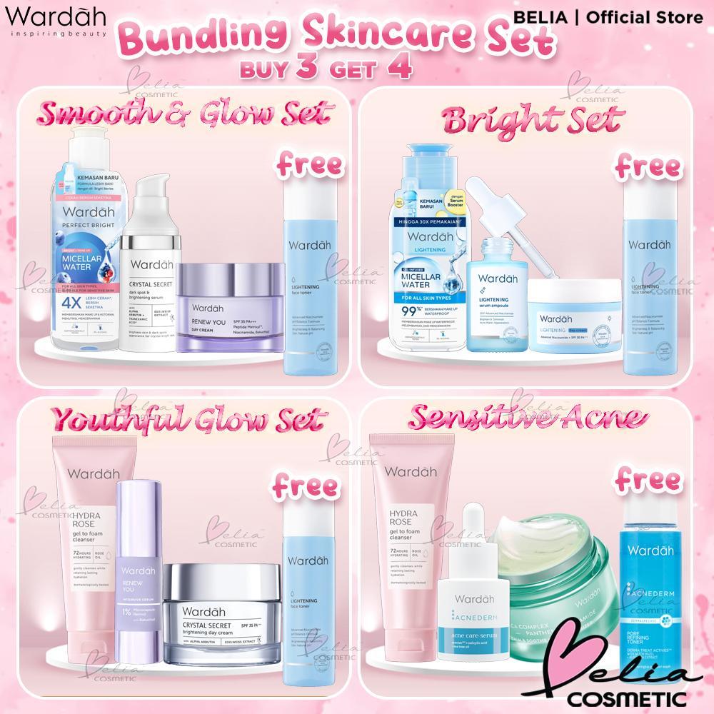 Wardah Crystal Secret Series Skincare Set Bundling Lightening Renew You Complete Brightening Anti Aging Routine