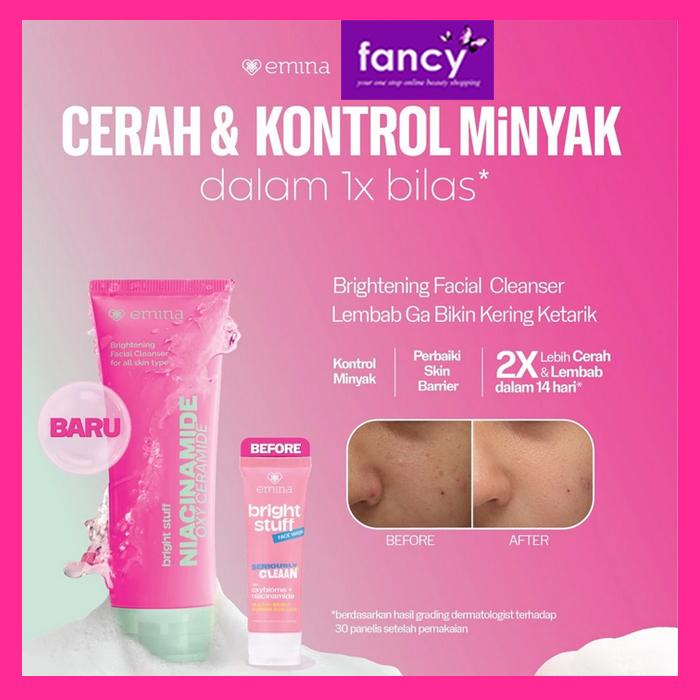 Emina Niacinamide Mencerahkan Oxy Ceramide Brightening Face Wash 50 / 100 ml NEW! - Sabun Muka Cerah Glowing Anti Kusam Bright Stuff