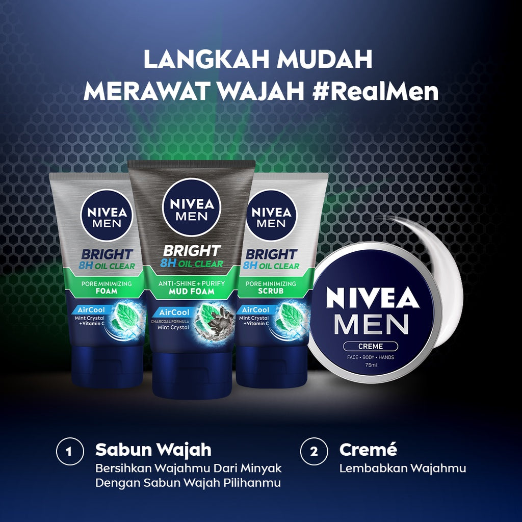NIVEA Men Crème 75mL + NIVEA Men Bright Oil Clear Anti-Shine+Purify Mud Foam 50mL