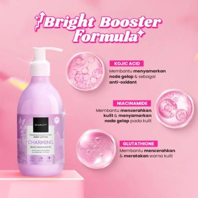 Scarlett Fragrance Brightening Body Lotion – Charming 300ml | Luxurious Daily Moisturizer with Glutathione & Niacinamide | Long-Lasting Scent & Radiant Skin