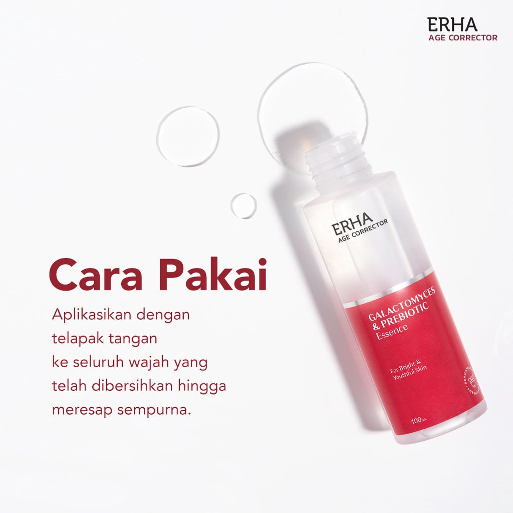 ERHA Age Corrector Galactomyces & Prebiotic Essence 100g - Essence Anti Aging | Melembabkan | Mengencangkan | Menghaluskan | Meningkatkan Hidrasi