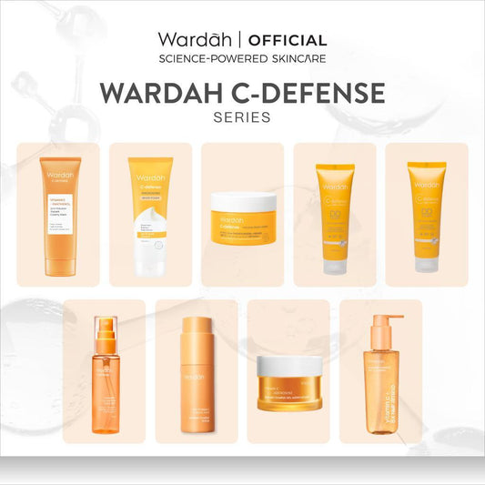WARDAH C-Defense Vitamin C Skincare Complete Series | Anti-Pollution Radiant Creamy Wash | Energizing Whip Foam | Mousse Cleanser | Daily Glow & Protection