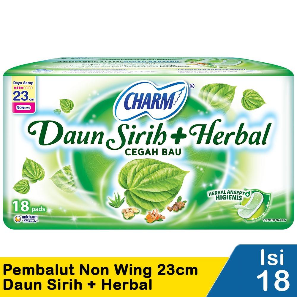 Charm Herbal Ansept+ 23cm Sanitary Pads – 16’s with Wings | Herbal Protection + Odor Control for Fresh & Natural Period Care