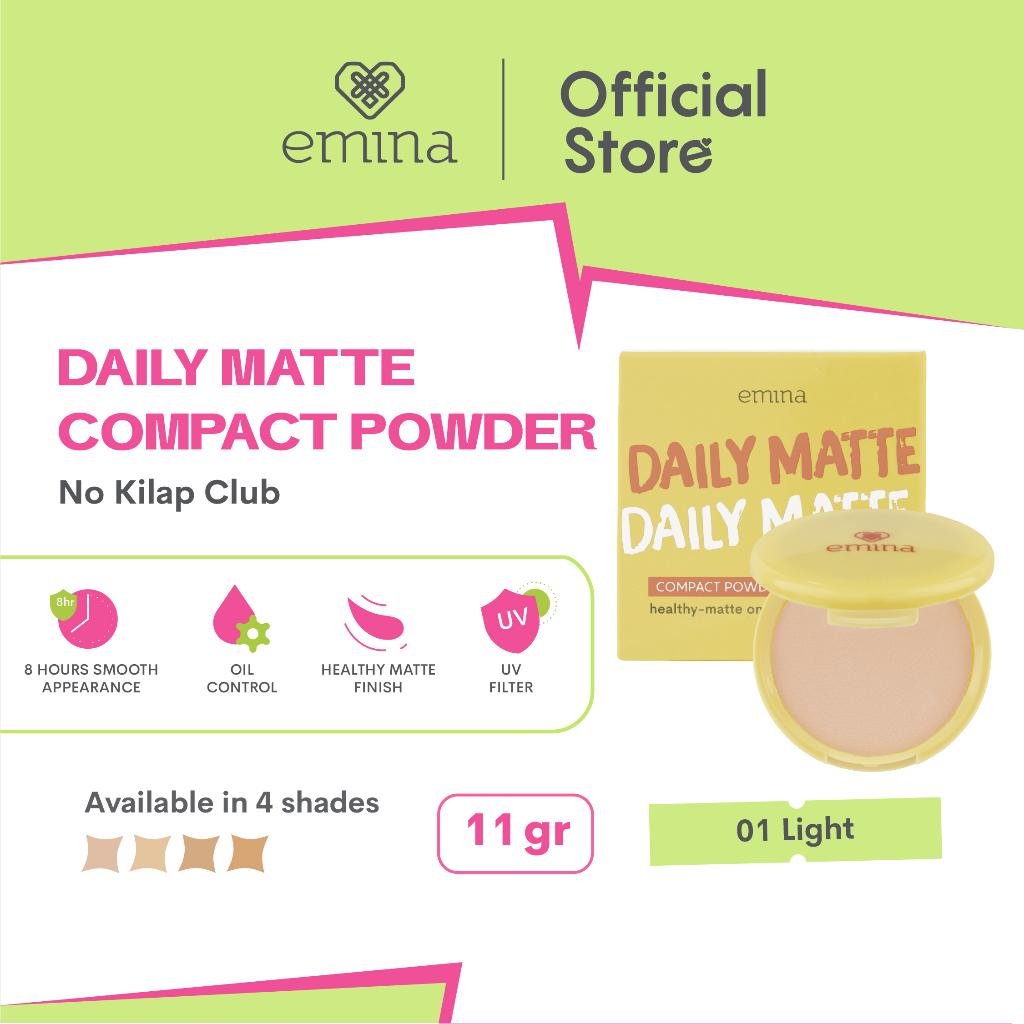 Emina Daily Matte x MUZIK TIGER COMPACT POWDER [Bedak Padat] 11gr No Kilap Club