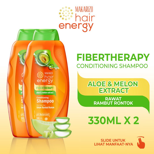PAKET ISI 2 - Makarizo Hair Energy Fibertherapy Conditioning Shampoo Aloe & Melon 330 mL