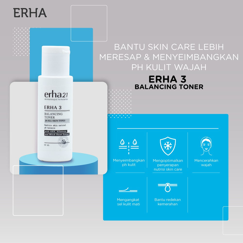 ERHA Bundle ERHA 2 Facial Wash 60ml & ERHA 3 Balancing Toner 60ml -  Sabun & Toner Wajah Berminyak
