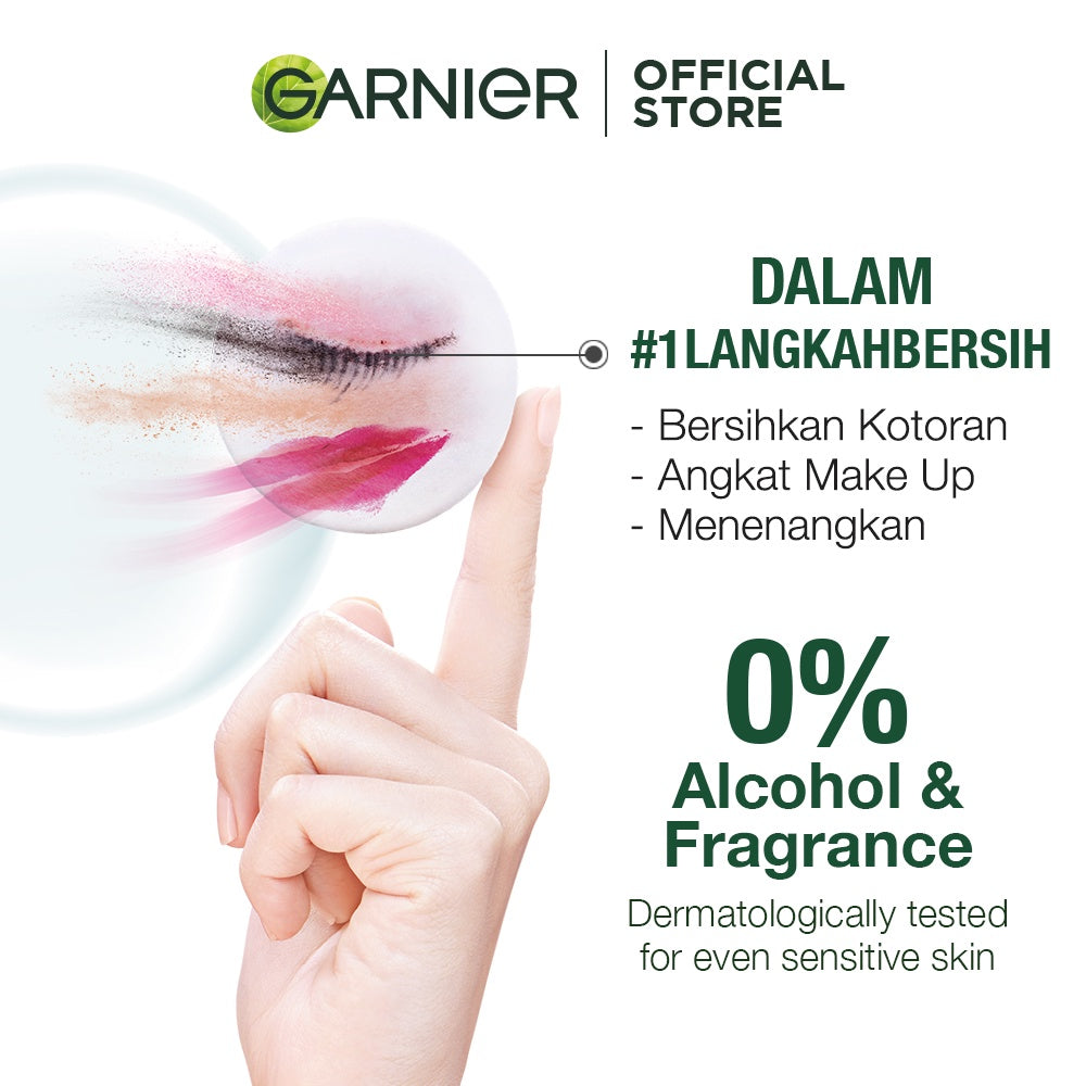 Garnier Micellar Water Pink & Oil Infused- 400 ml Twinpack - Pembersih Wajah & Makeup kulit sensitif | Gentle Cleanser/ No Rinse