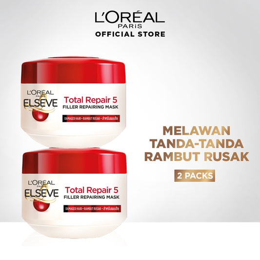 L'Oreal Paris Total Repair 5 Hair Mask Hair Care 200 ml Twinpack [Perawatan Rambut Rusak]