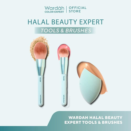 Wardah Halal Make Up Tools – Buff & Blend Brush, Set & Finishing Brush, Beauty Blender – Perfect Pair for Colorfit Matte Foundation