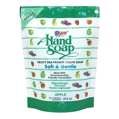 Yuri Antibacterial Hand Soap Apple – Refill 375ml | Gentle Hand Cleanser with Fruity Fresh Apple Scent | Soft on Skin, Tough on Germs