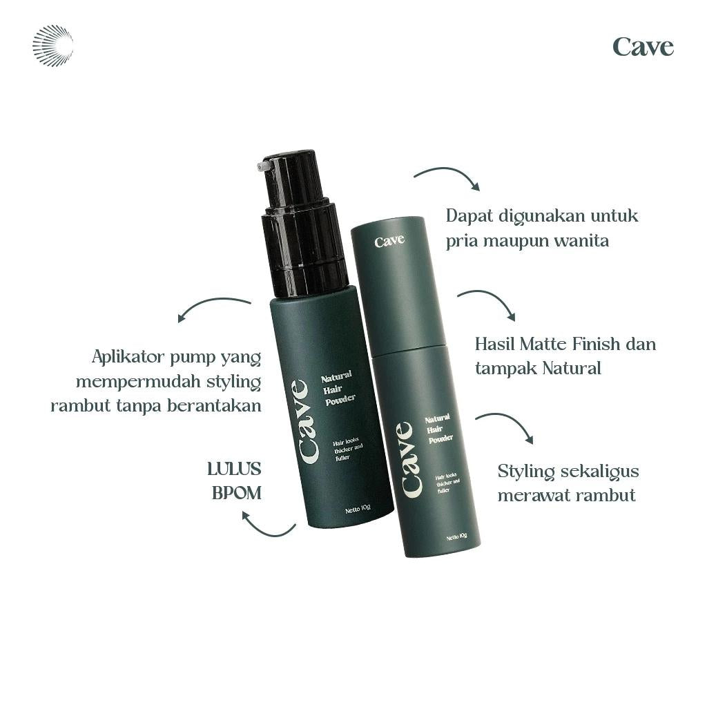 Cave Natural Hair Powder 10g - Men's Hair Styling Powder Creates Thick Volume & Prevents Flammability
