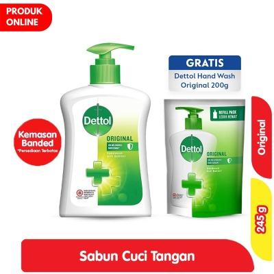 Dettol Antibacterial Hand Wash Original – Pump 245g + Refill 200g | Trusted Germ Protection with Classic Dettol Freshness