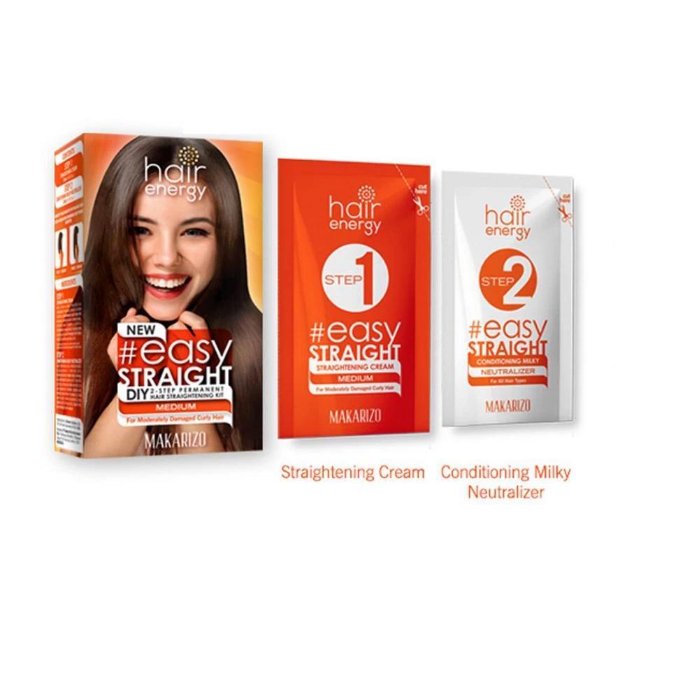Makarizo HairEnergy EasyStraight Set - 120ml Straightening Cream & Milky Neutralizer for Healthy Shiny Straight Hair